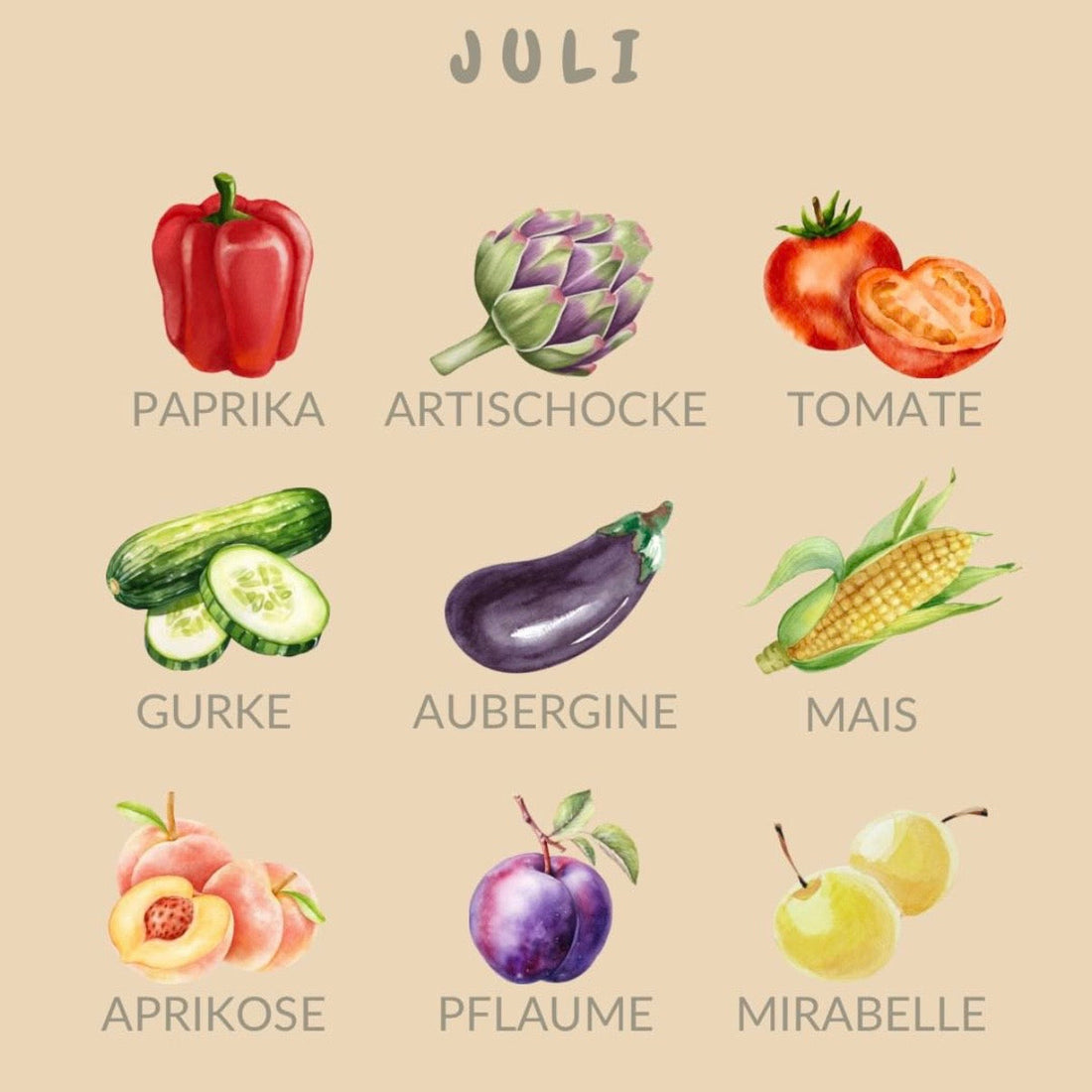 Saisonkalender  Juli