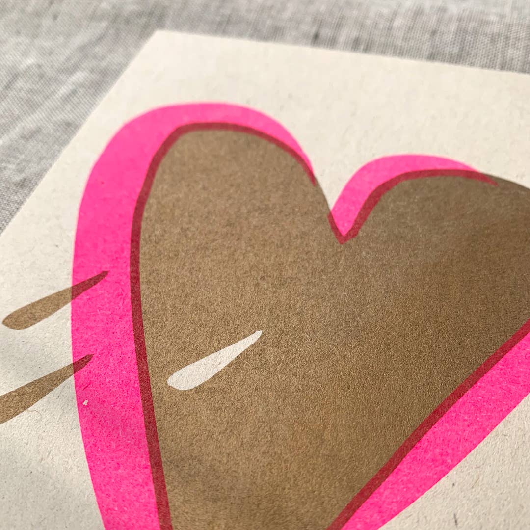 Postkarte / Herz / Pflanzenfarbe / Ökopapier - unverpackt & lose