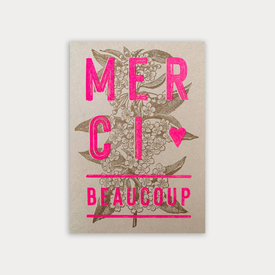 Postkarte / Merci beaucoup / Pflanzenfarbe / Ökopapier - unverpackt & lose