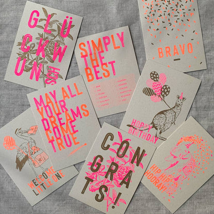 Postkarte / Storch / Welcome Little One / Ökopapier - unverpackt & lose